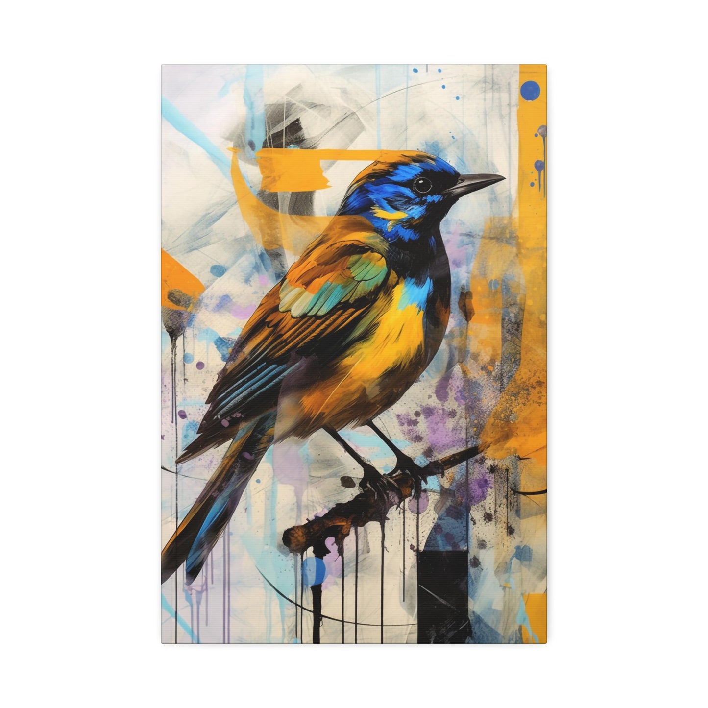Canvas Stretched, Yellow Bird Painting, Abstract Artwork, Wall Decor, Home Gift, Bird Lover Gift, Nature Lover Gift, Wildlife Art