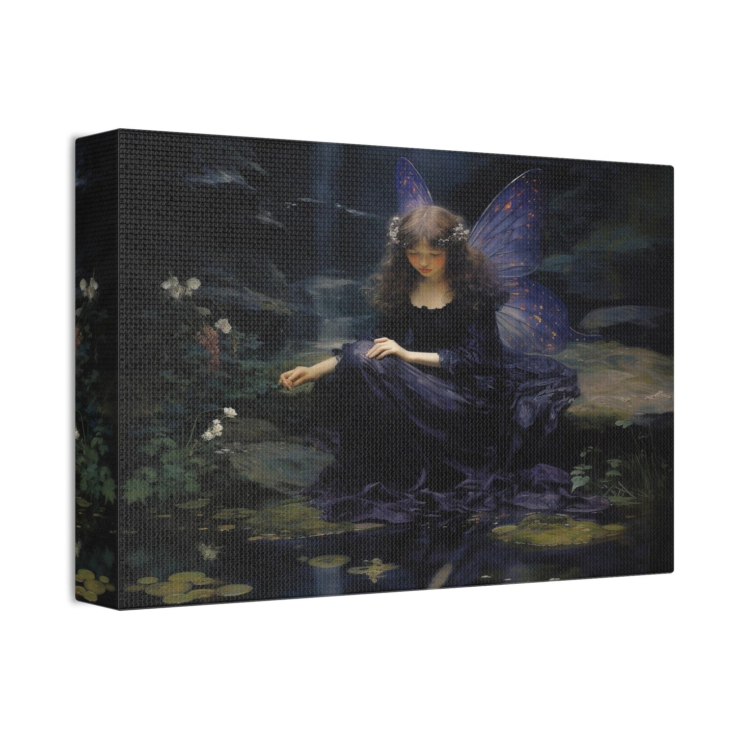 Unique wall art for college apartments  and new homes | Purple Fairy Contemplation by a Forest Stream | Ai Wall Art