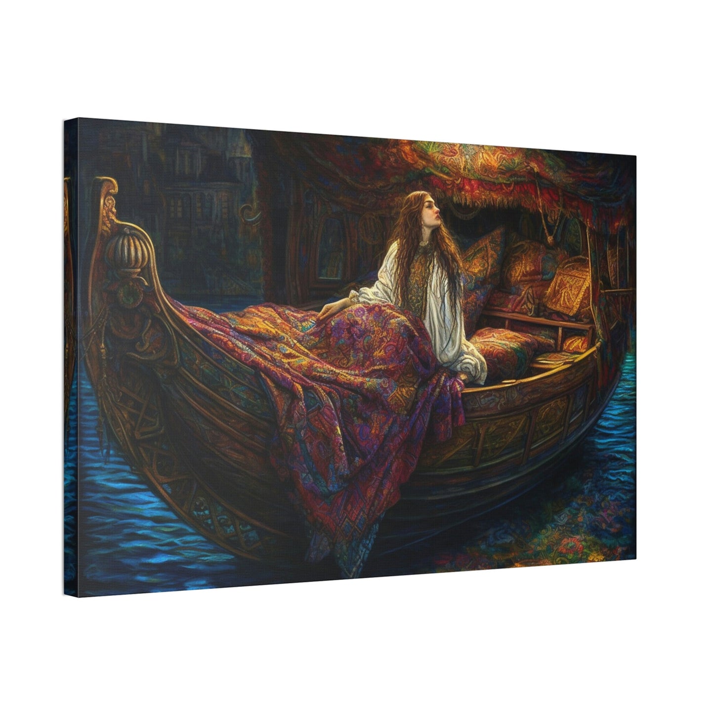Unique wall art for college apartments or new homes | Reimagined Representation of The Lady Of Shallot by John William Waterhouse