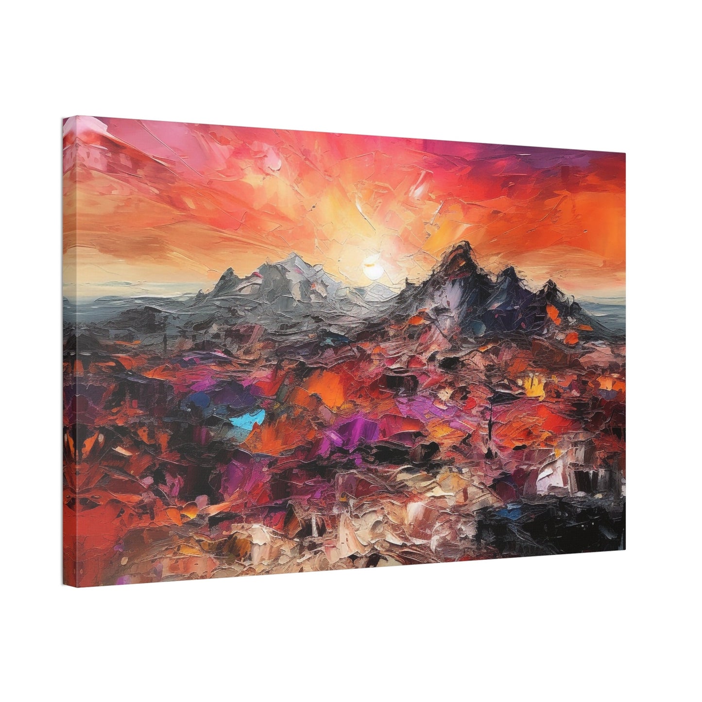 Vibrant Abstract Desert Sunset Wall Art | Canvas Print for Home Decor. Organic Texture Painting, Modern Chic Artwork. Dorm or Apartment Art.