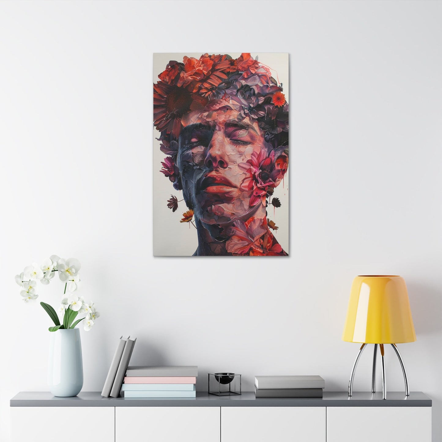 Oil Painted Flower Boy. Unique Wall Art for your Home, Apartment, Dorm Room. Folk Art Inspired Home Decor. Collage Style.Thought Provoking.