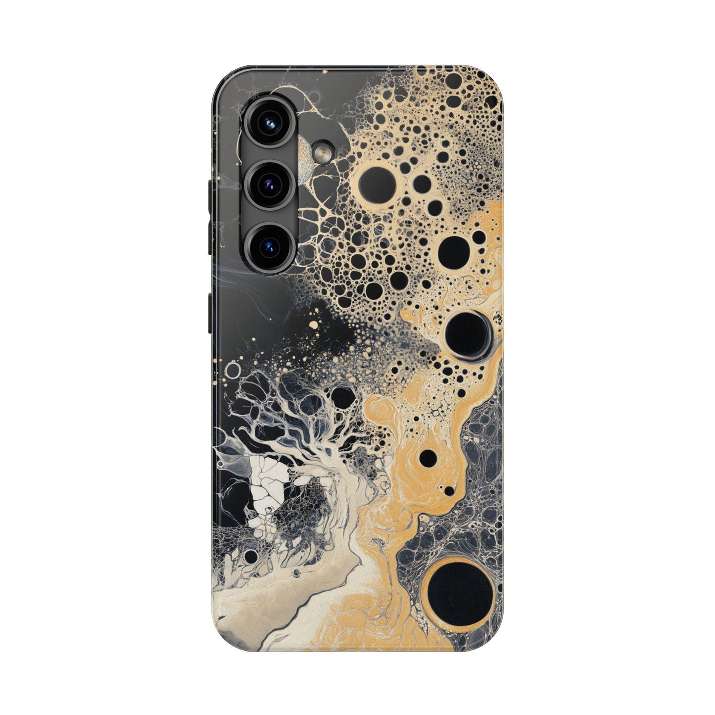 Abstract Fungal Inspired Phone Cases, Tough Samsung iPhone Cover, Black Yellow Art Design