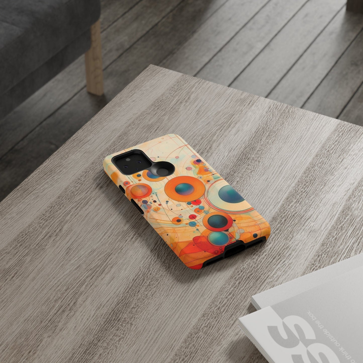Abstract Orange, Red, and Blue Circles like Kandinsky Samsung and Google phone Tough Case | Ai Art