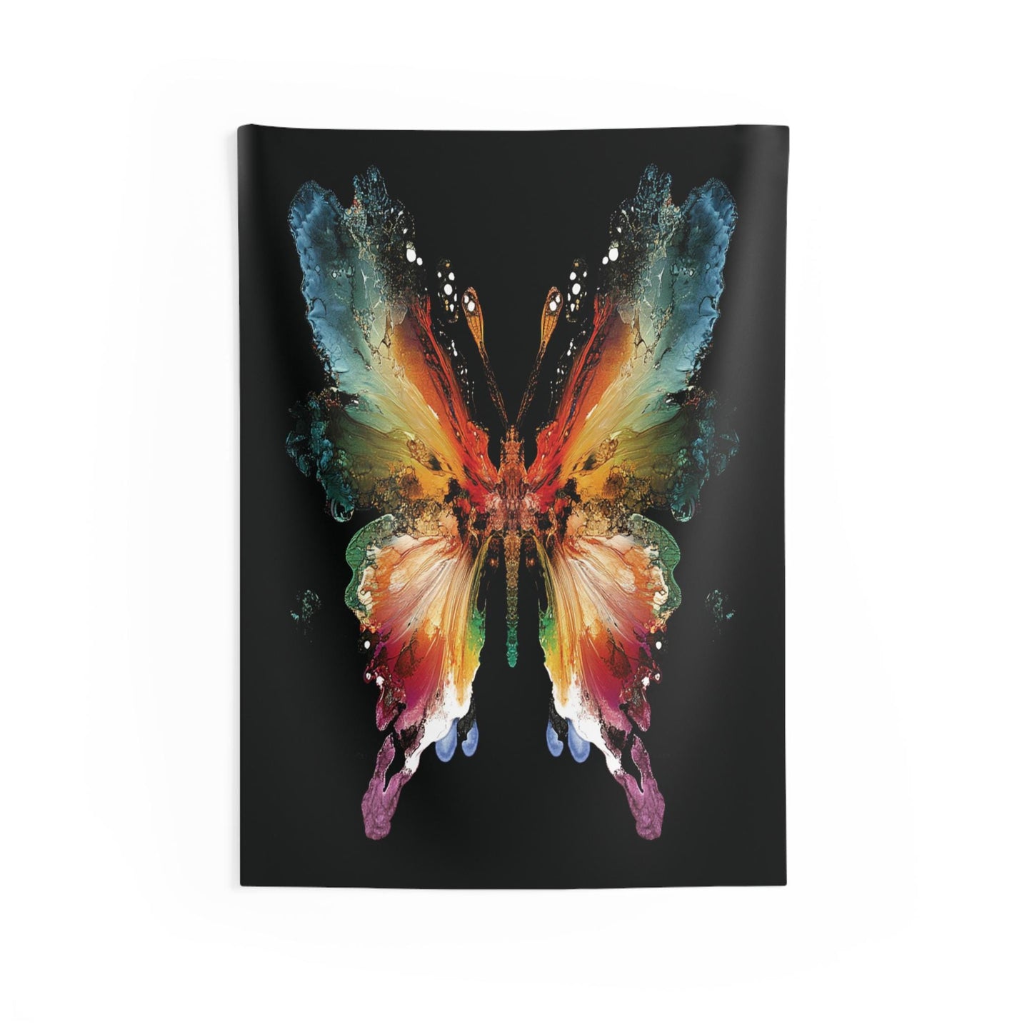 Rorschach Test Inspired Butterfly Wall Tapestry, Art Print Tapestry, Black Background Tapestries, Home Decor, Wall Art