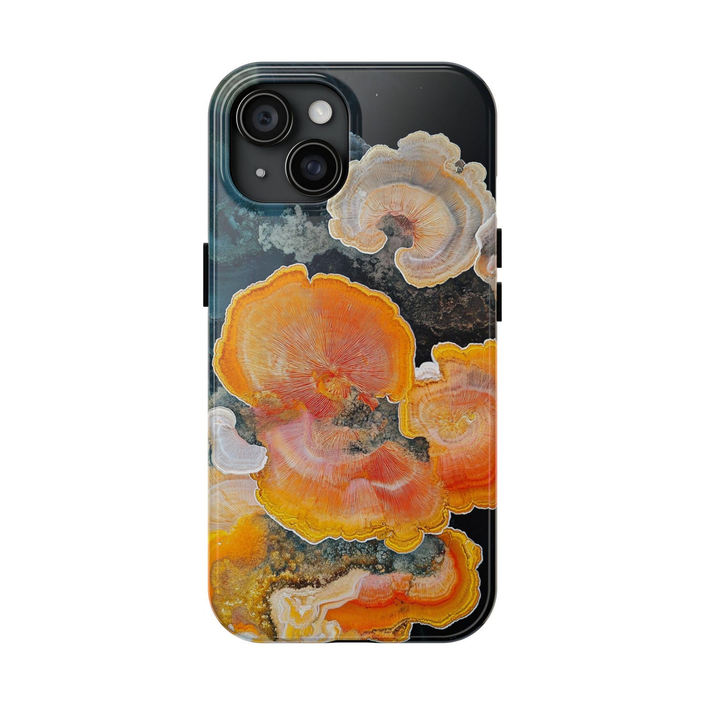 Abstract Fungal Inspired Phone Cases, Tough Samsung iPhone Cover, Yellow Blue Orange Art Design
