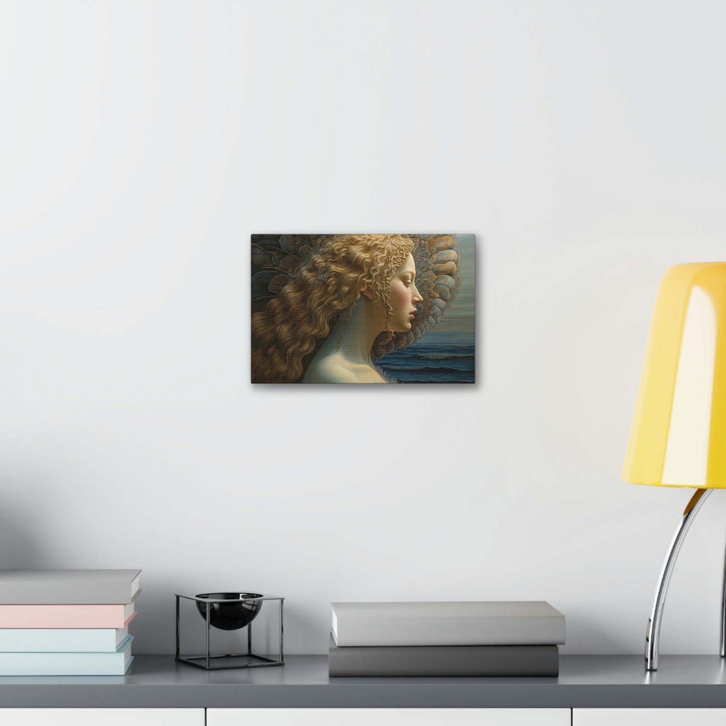 Unique wall art for college apartments or new homes | Reimagined Botticelli masterpiece, The Birth of Venus from a profile view.