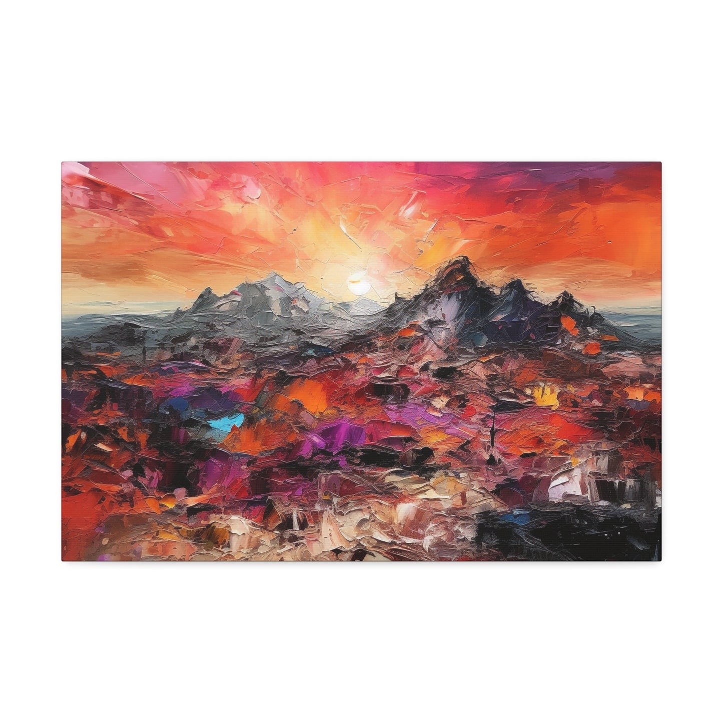 Vibrant Abstract Desert Sunset Wall Art | Canvas Print for Home Decor. Organic Texture Painting, Modern Chic Artwork. Dorm or Apartment Art.