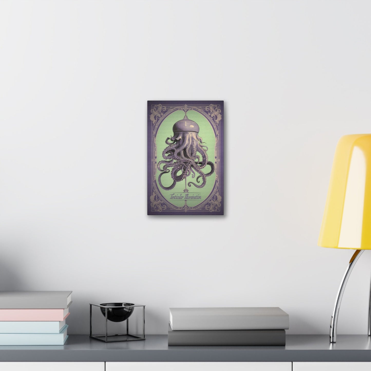 Unique College Dorm or New Apartment Wall Art | Art Nouveau liquor advertisement style print for an octopus light.  Ai generated.
