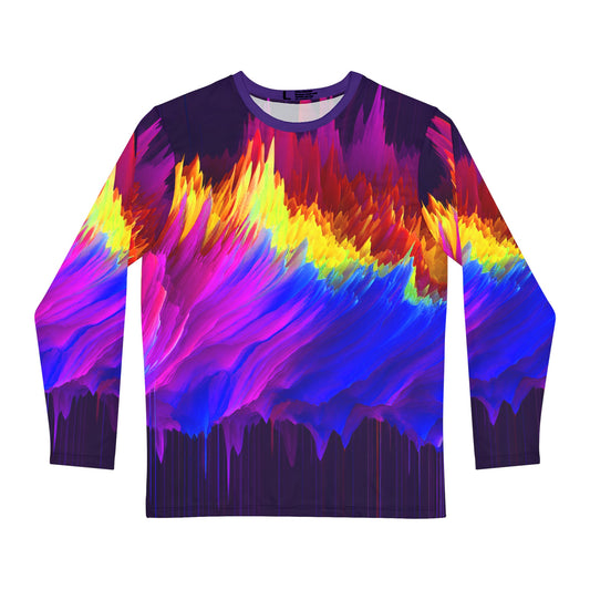 Perfect Party Guy gift. Bright and Uniquely designed Men's Long Sleeve Shirt. Sure to make you stand out in a crowd. Sweet pixel drift art.