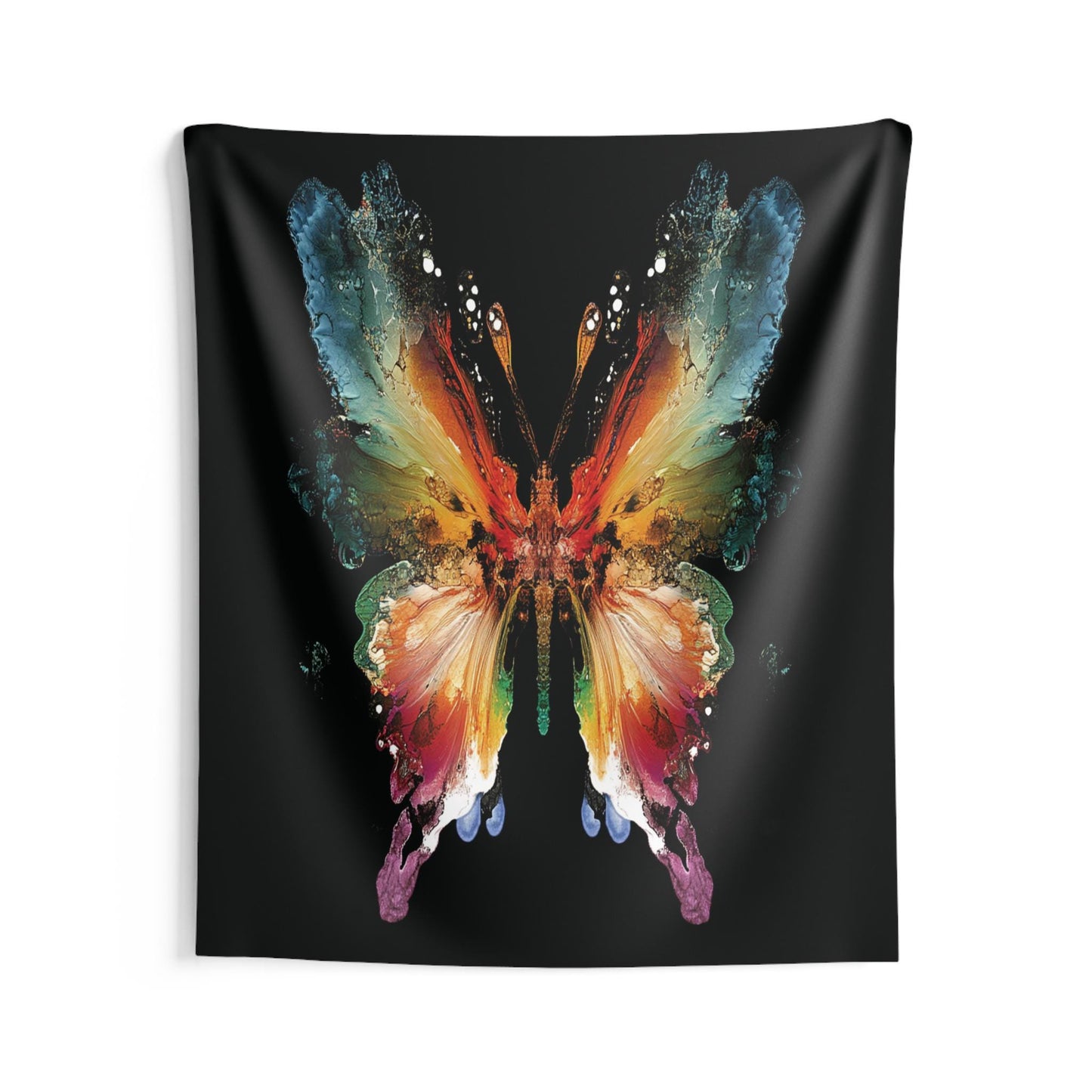 Rorschach Test Inspired Butterfly Wall Tapestry, Art Print Tapestry, Black Background Tapestries, Home Decor, Wall Art