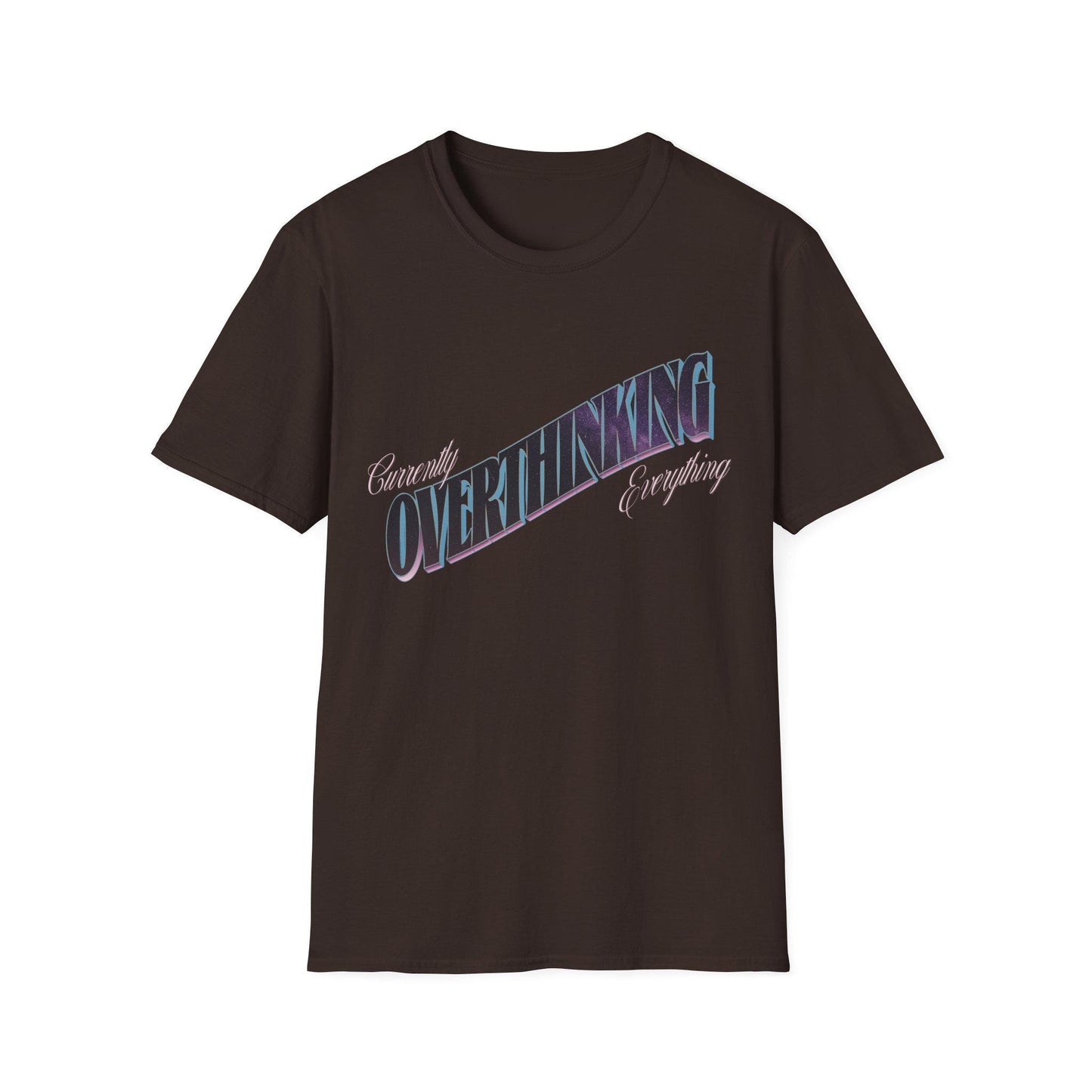 Vintage Sunset Overthinking Unisex Softstyle T-Shirt, Postcard Design, Retro Tee Shirt, Summer Beach Apparel, Gift for Thinkers, Funny