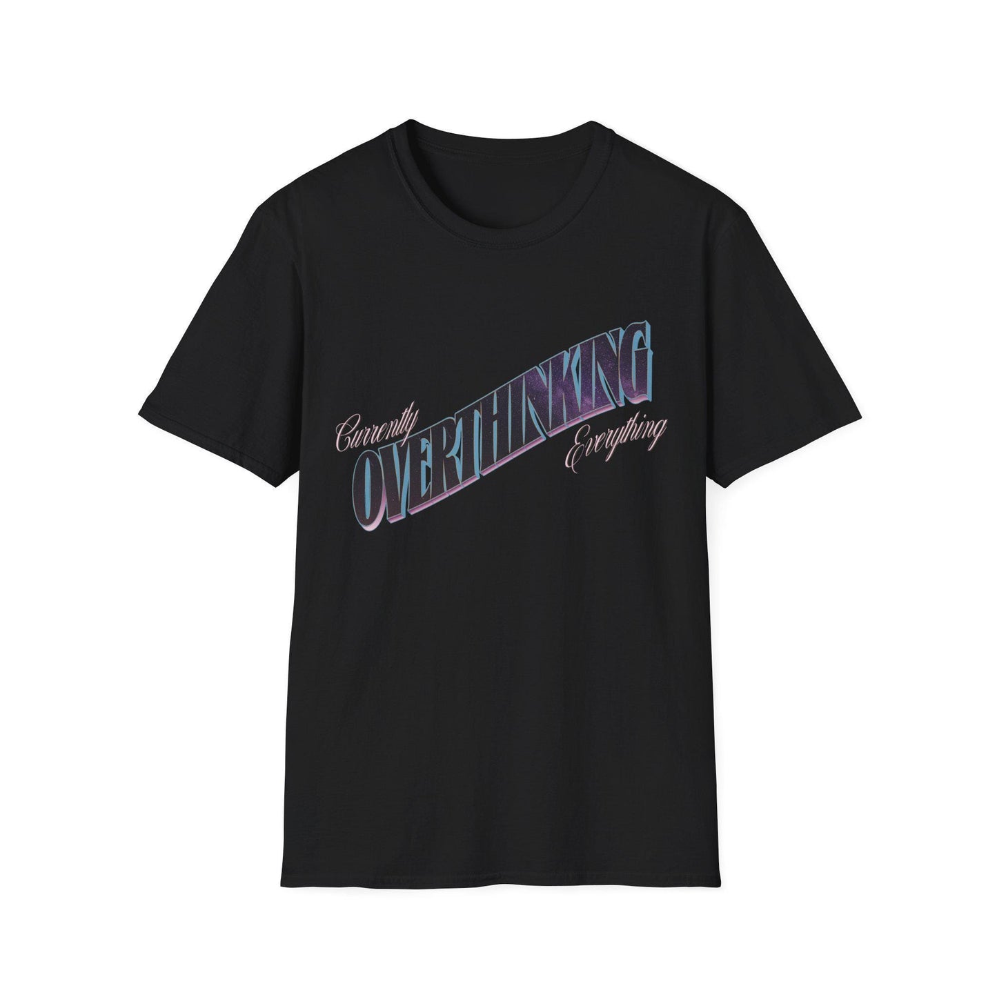 Vintage Sunset Overthinking Unisex Softstyle T-Shirt, Postcard Design, Retro Tee Shirt, Summer Beach Apparel, Gift for Thinkers, Funny