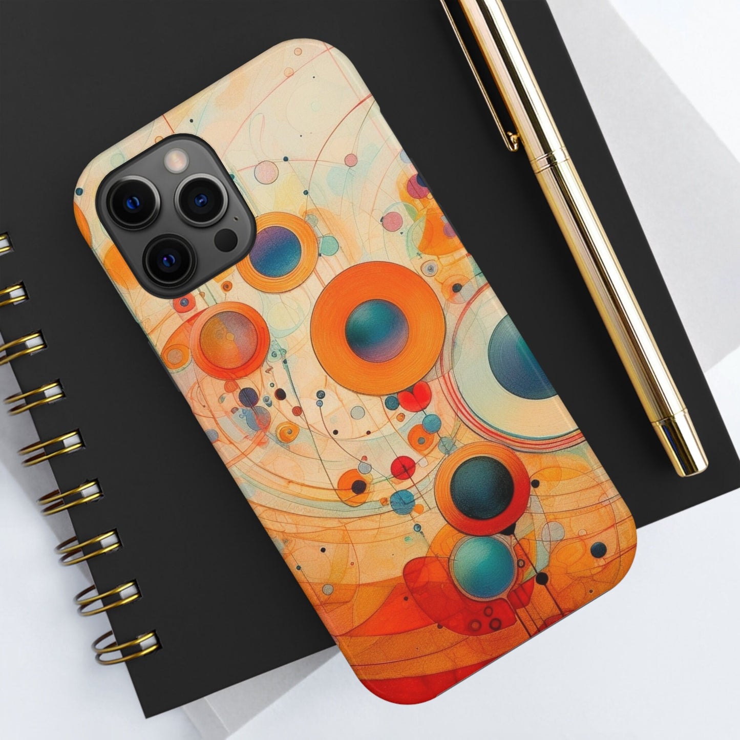 Abstract Orange, Red, and Blue Circles like Kandinsky Tough iPhone Case | Ai Art