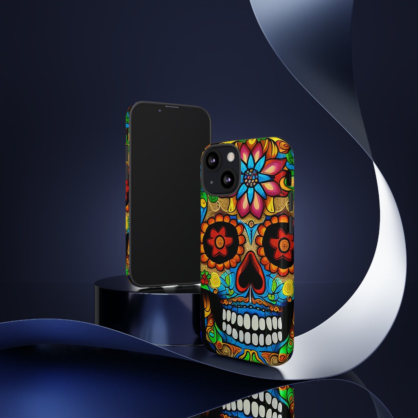 Perfect gift for the person that has it all. Help them stand out with this Stained Glass Sugar Skull (#2) iphone Tough Case. 4 Artists.