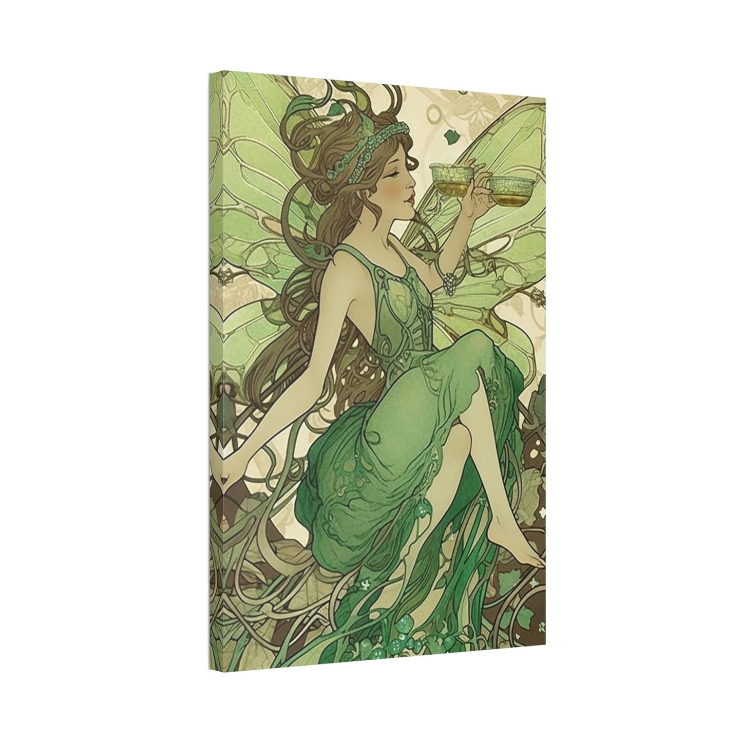 Absinthe Green Fairy Art Nouveau Style Print: AI generated version of the classic art nouveau liquor posters.