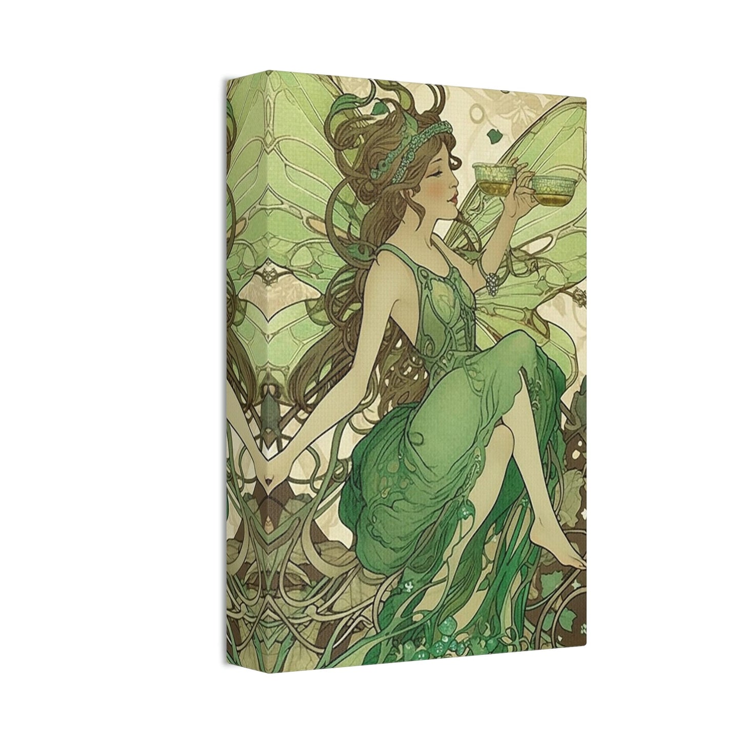Absinthe Green Fairy Art Nouveau Style Print: AI generated version of the classic art nouveau liquor posters.