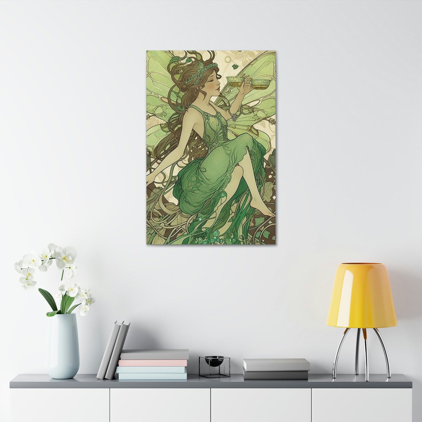 Absinthe Green Fairy Art Nouveau Style Print: AI generated version of the classic art nouveau liquor posters.