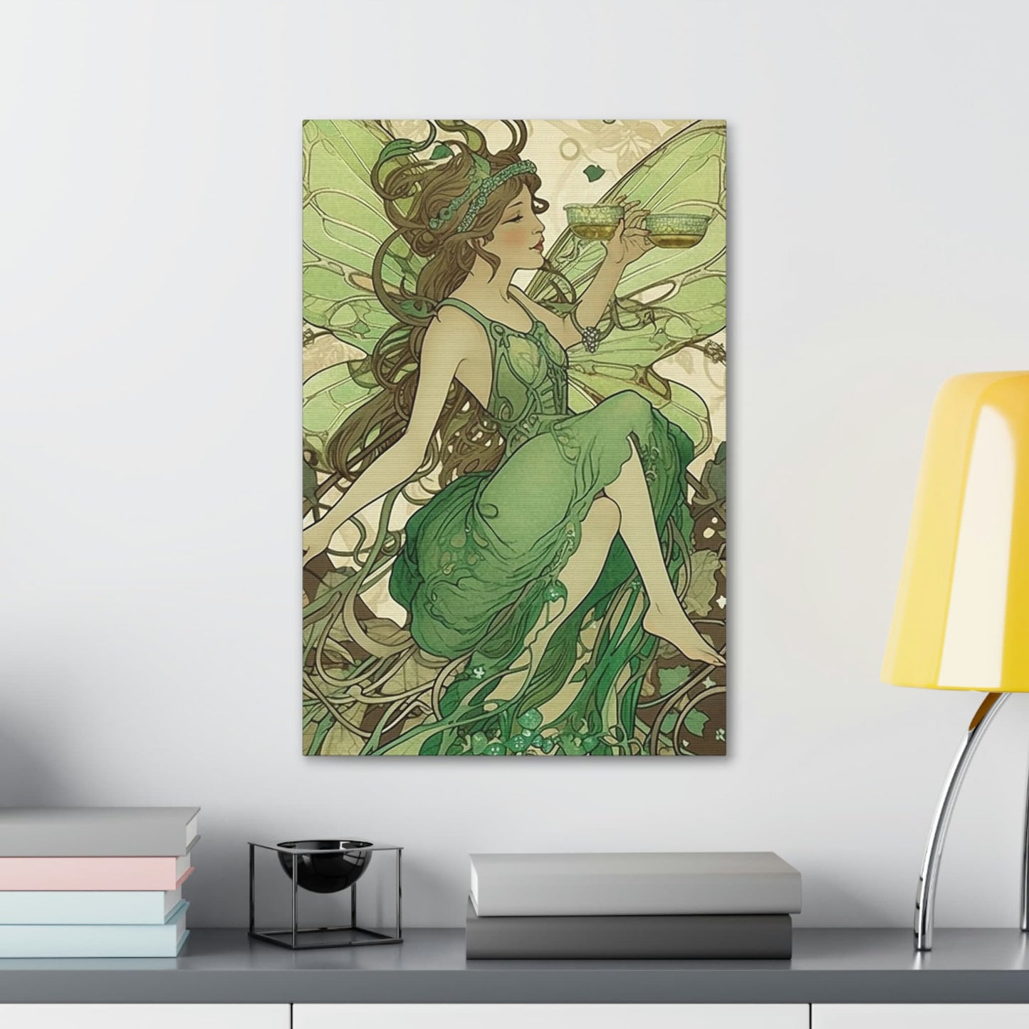 Absinthe Green Fairy Art Nouveau Style Print: AI generated version of the classic art nouveau liquor posters.